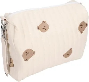 Diaper Bag, Baby Tote Bag Quilted Cotton Cute Pattern Nappy Diaper Storage Bag with Stroller Hooks Portable Stroller Baby Diaper Bag Diaper Bag Organizer Pouches for Baby Bottles