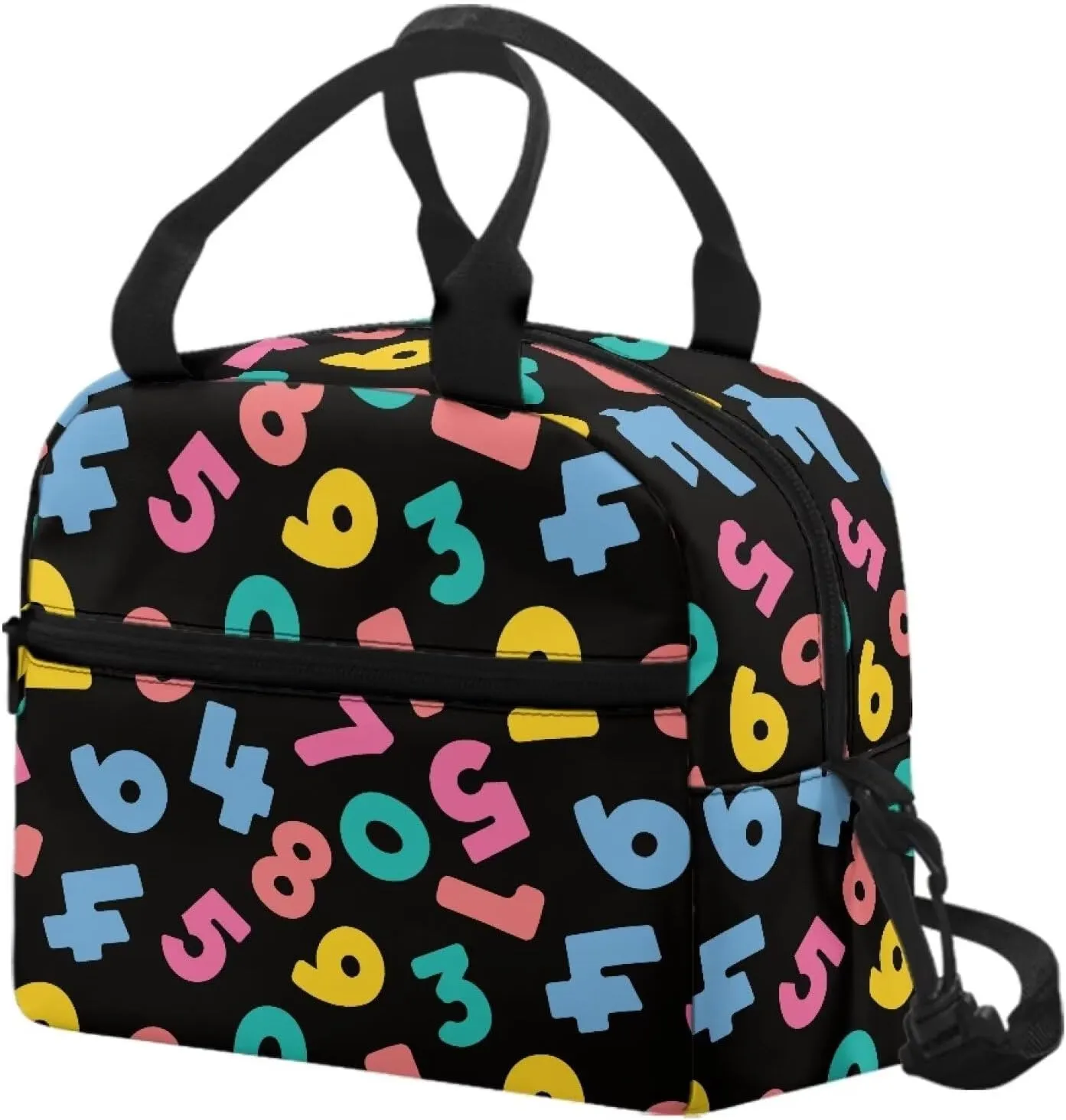 Digital Kids Bento Lunch Box Colour Lunch Box for Girls Primary School Lunchbox Preschool Lunch Tote Bag Kids Insulated Lunch Bag Children Cute Lunch Handbag with Adjustable Strap
