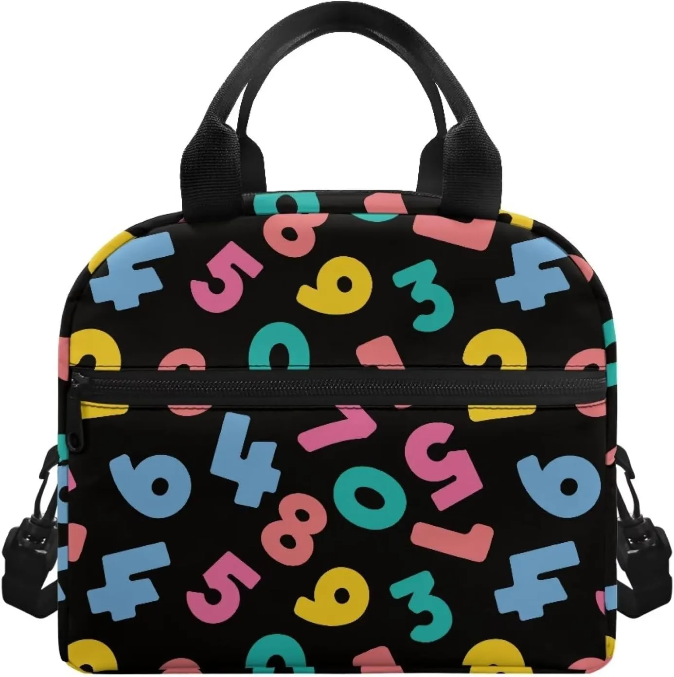 Digital Kids Bento Lunch Box Colour Lunch Box for Girls Primary School Lunchbox Preschool Lunch Tote Bag Kids Insulated Lunch Bag Children Cute Lunch Handbag with Adjustable Strap