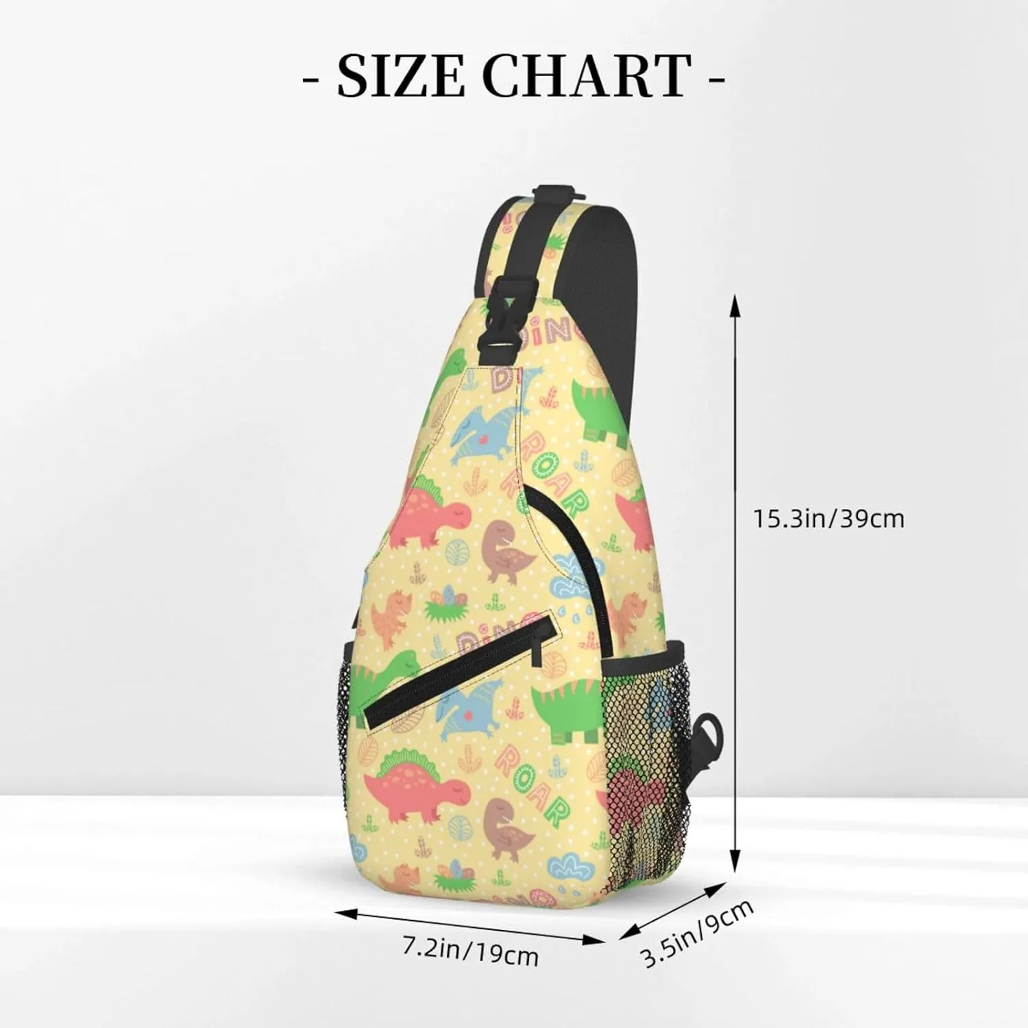 Dinosaurs Roar White Polka Chest Sling Bag Crossbody Shoulder Backpack Bag Gym Cycling Travel Hiking Daypack Cross Bag