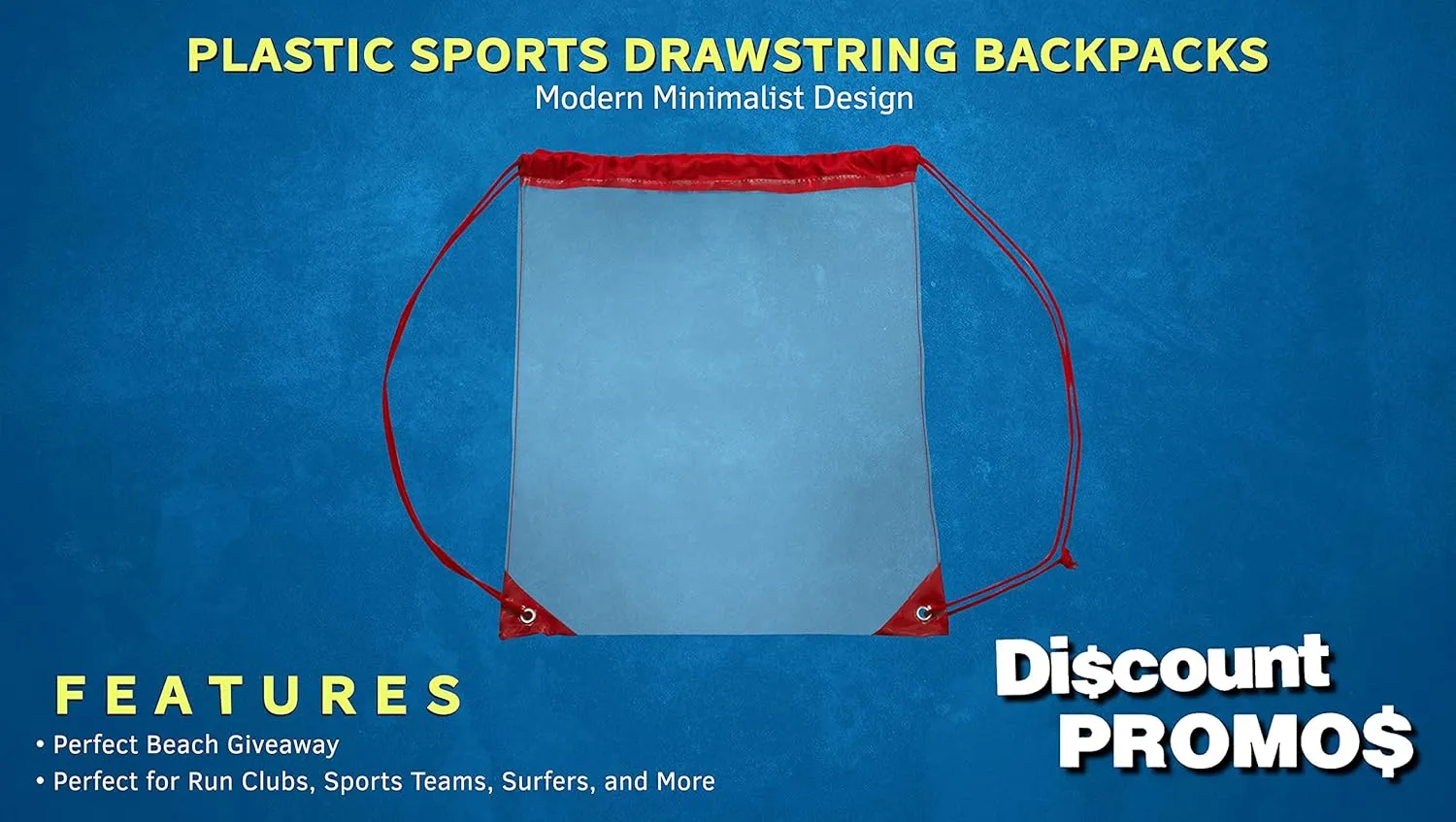 DISCOUNT PROMOS Plastic Drawstring Backpacks Set of 10, Bulk Pack - Multi-Functional, Drawstring, Perfect for Travel, Gym, and More - Red