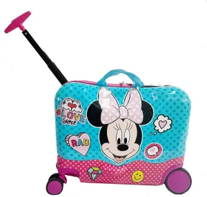Disney Minnie Mouse Ride on Suitcase for Kids, 18'' Toddler Carry-On Luggage With Wheels, Cute Lightweight Kids Travel Suitcase Trolley