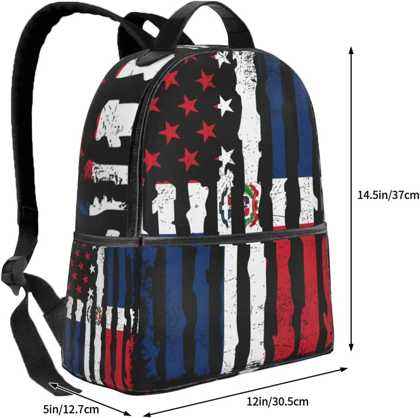 Dominican Roots American Pride Flag Casual Backpacks Laptop Backpack Carry-on Daypack Sports Travel Rucksack Lightweight Working Bag for Outdoor Hiking Cycling Walking