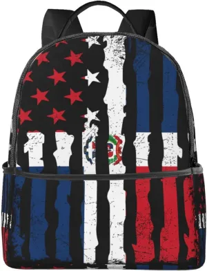 Dominican Roots American Pride Flag Casual Backpacks Laptop Backpack Carry-on Daypack Sports Travel Rucksack Lightweight Working Bag for Outdoor Hiking Cycling Walking