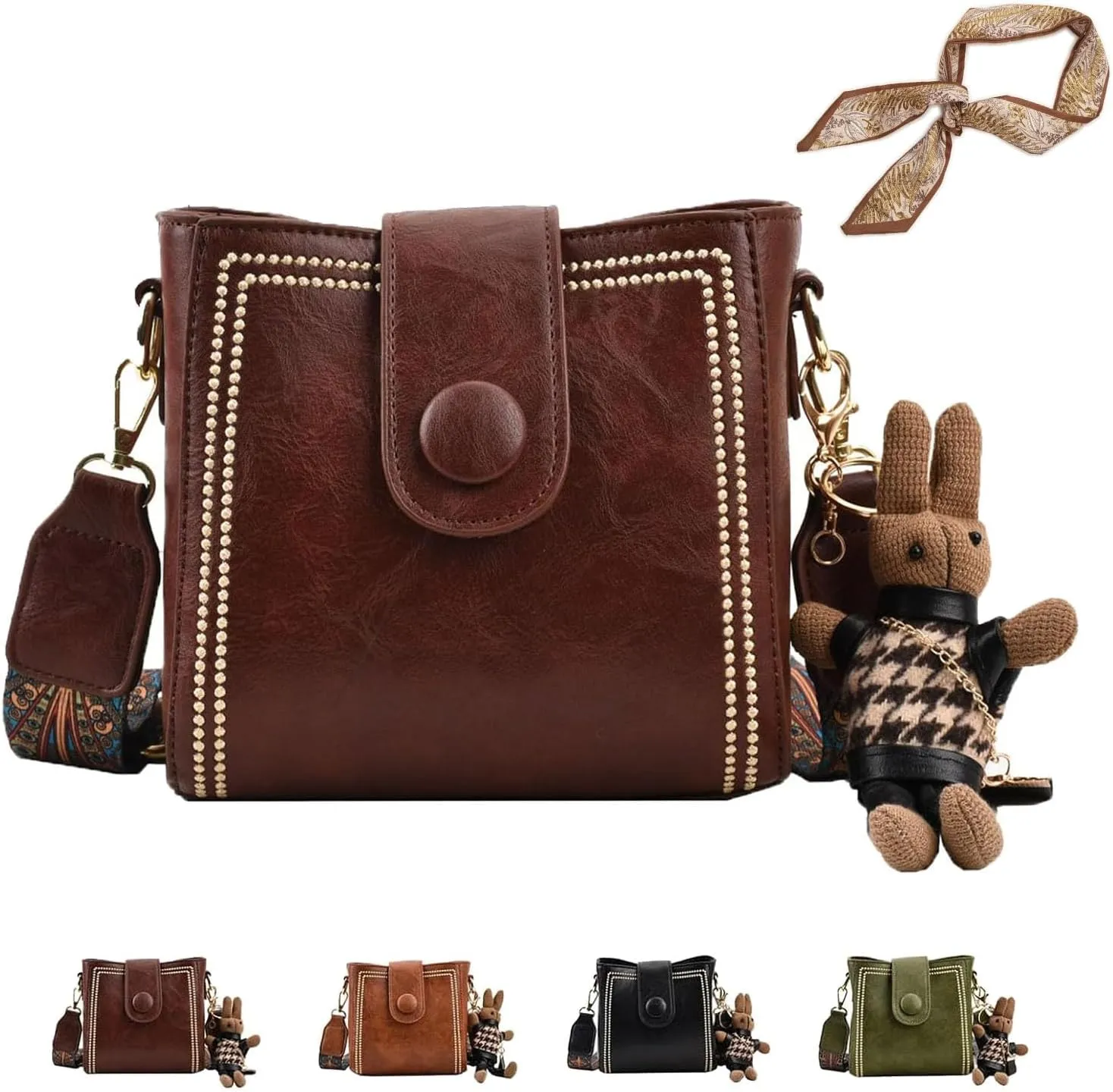 Dragentle Vintage Fashion Bag, Stylish Crossbody Bags Cowhide Bag with Adjustable Wider Shoulder Strap for Women