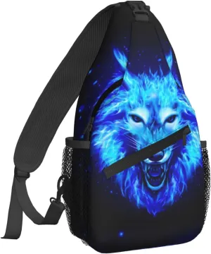 Dujiea Crossbody Backpack For Men Women Sling Bag, Blue Leopard Chest Bag Shoulder Bag Lightweight One Strap Backpack Multipurpose Travel Hiking Daypack