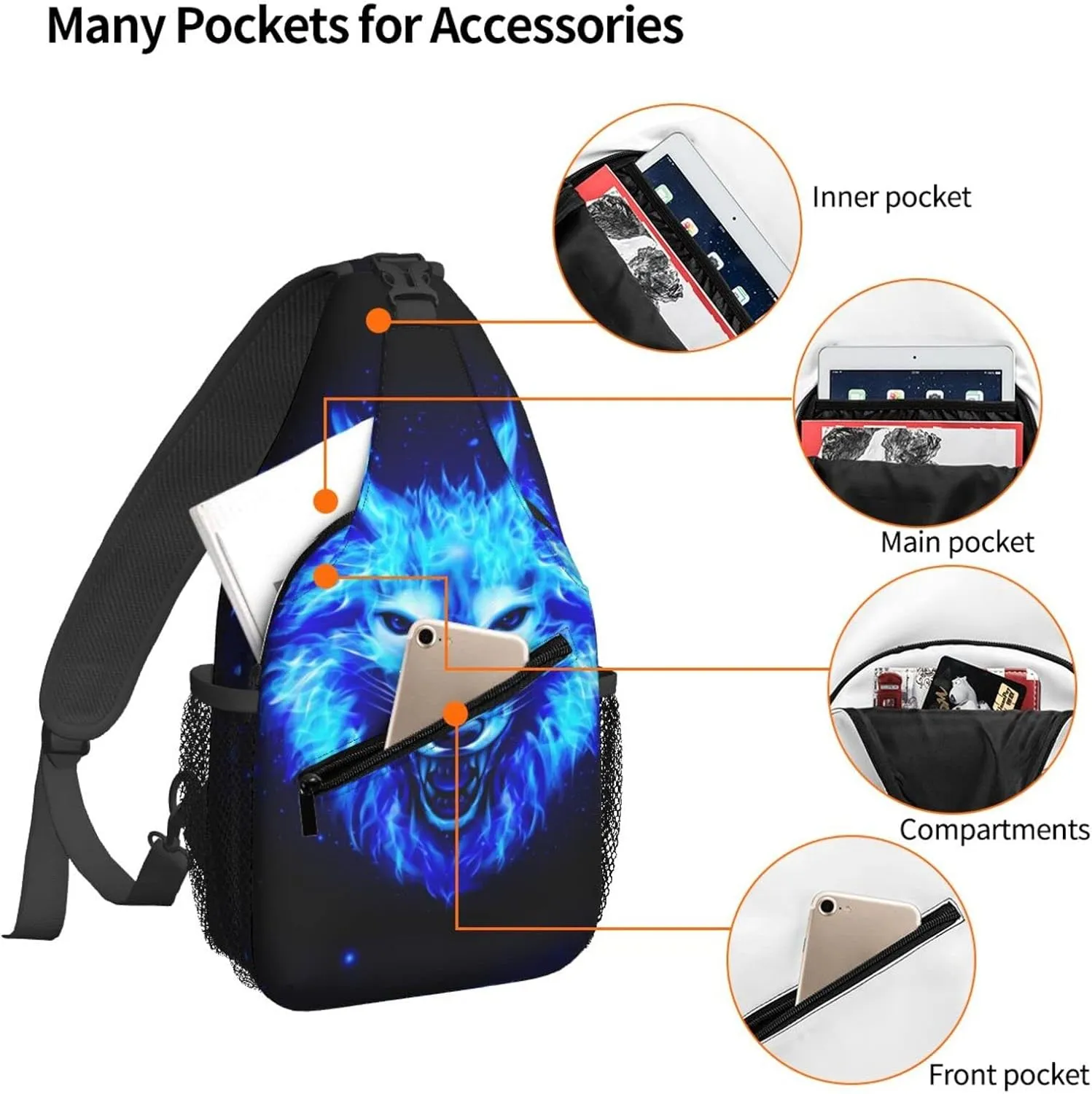 Dujiea Crossbody Backpack For Men Women Sling Bag, Blue Leopard Chest Bag Shoulder Bag Lightweight One Strap Backpack Multipurpose Travel Hiking Daypack
