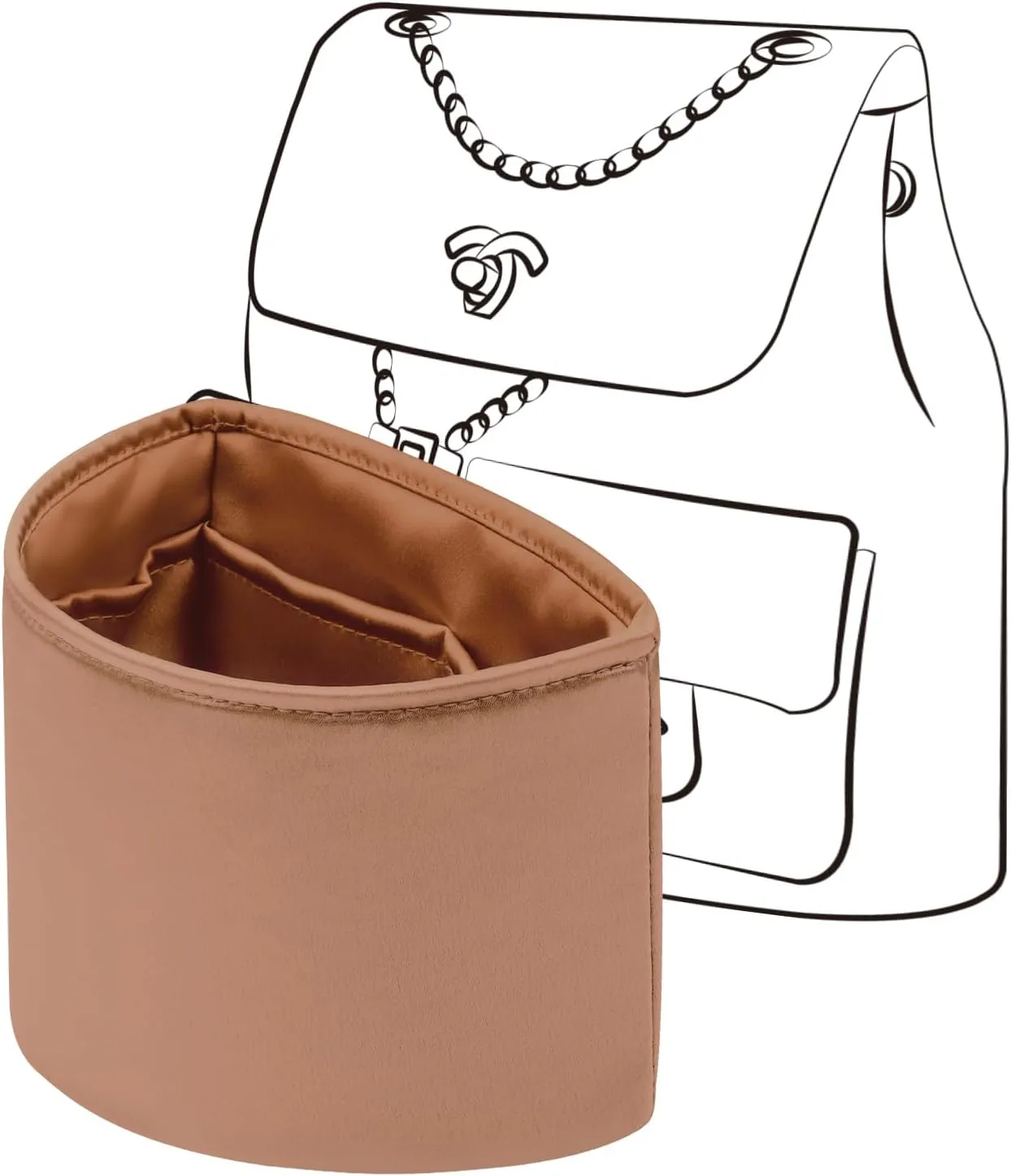 Duma Bag Insert, Organizer Insert Compatible with Chanel Duma Backpacks, Silk Bag Organizer for Duma 23A/23P Small, Lightweight and Soft Touch (Small, Gold)