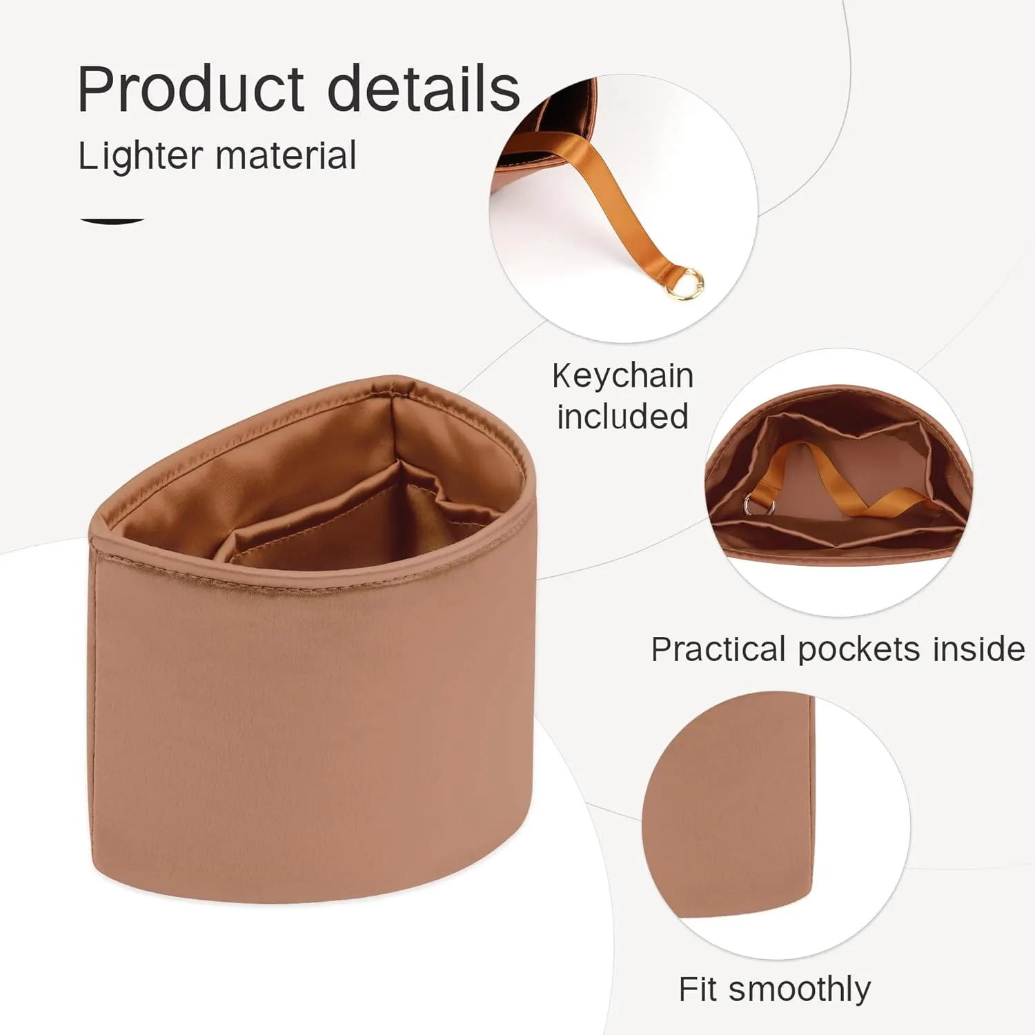 Duma Bag Insert, Organizer Insert Compatible with Chanel Duma Backpacks, Silk Bag Organizer for Duma 23A/23P Small, Lightweight and Soft Touch (Small, Gold)