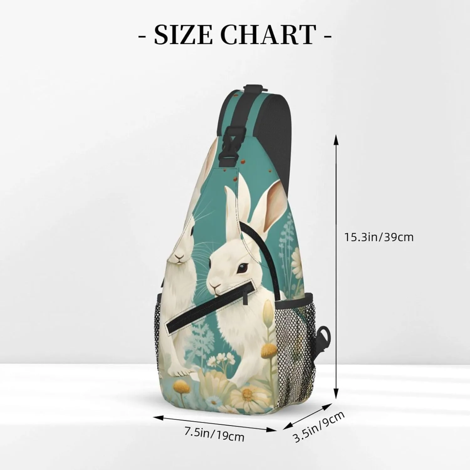 Easter Rabbit Daisy Sling Bag Crossbody Bag for Men Women, Daypack Chest Backpack Shoulder Bag for Travle Hiking