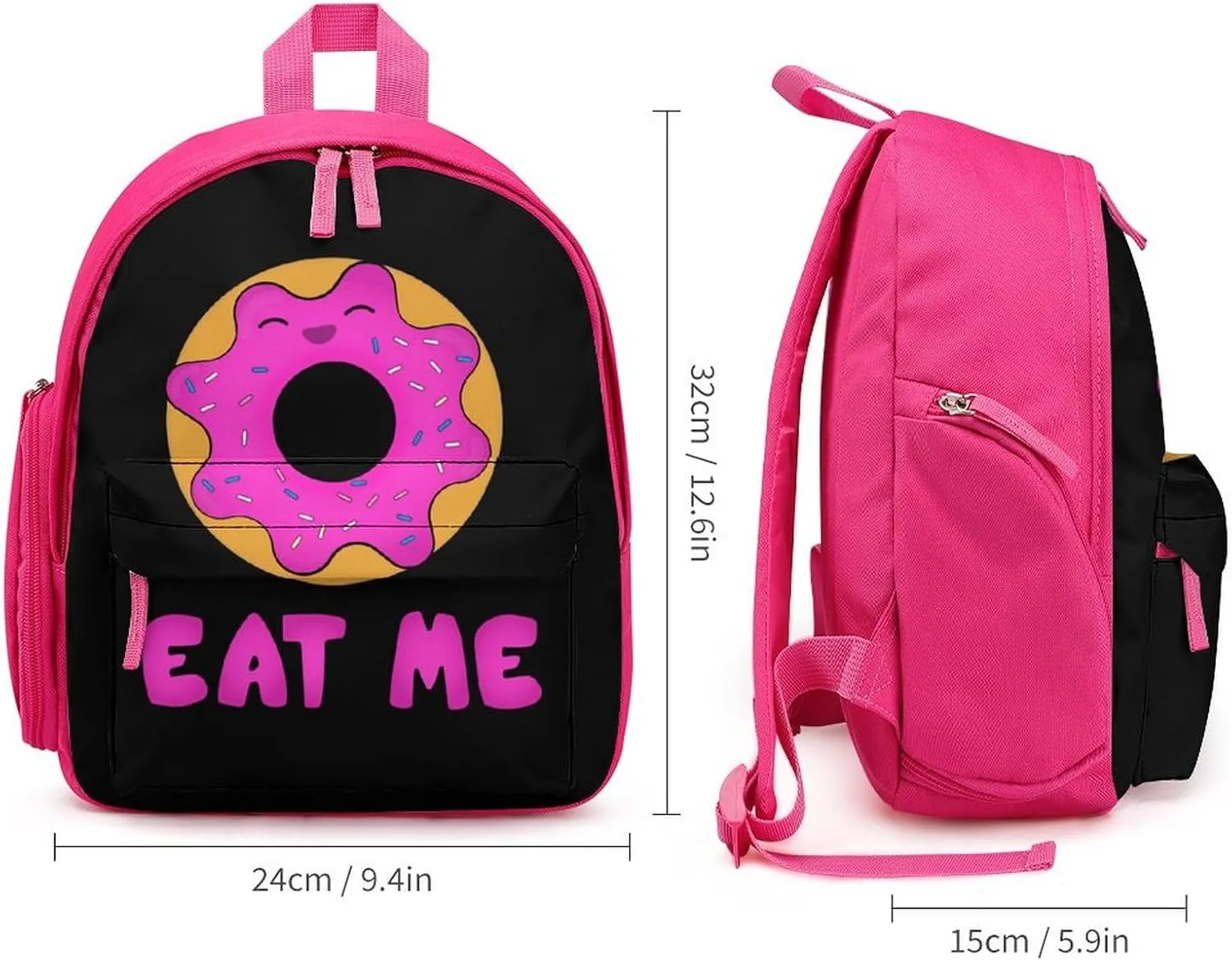 Eat Me Donut Simple Backpack Lightweight Cute Printing Shoulder Bag Family Travel Pink-style