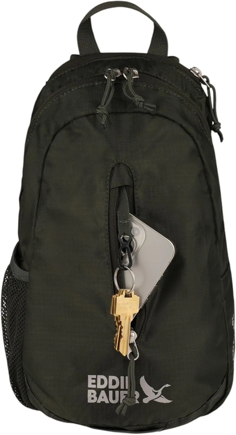 Eddie Bauer Stowaway Packable 10L Sling 3.0 Made from Polyester with Lightly Padded Shoulder Strap, Dark Forest