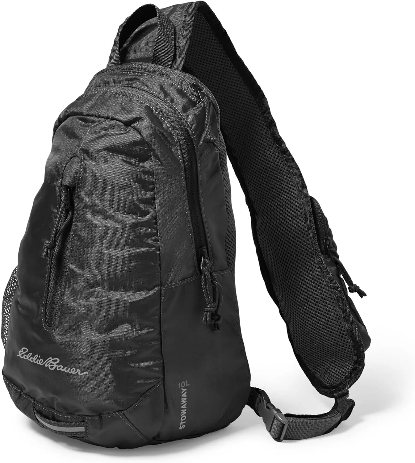 Eddie Bauer Stowaway Packable 10L Sling 3.0 Made from Polyester with Lightly Padded Shoulder Strap, Oynx
