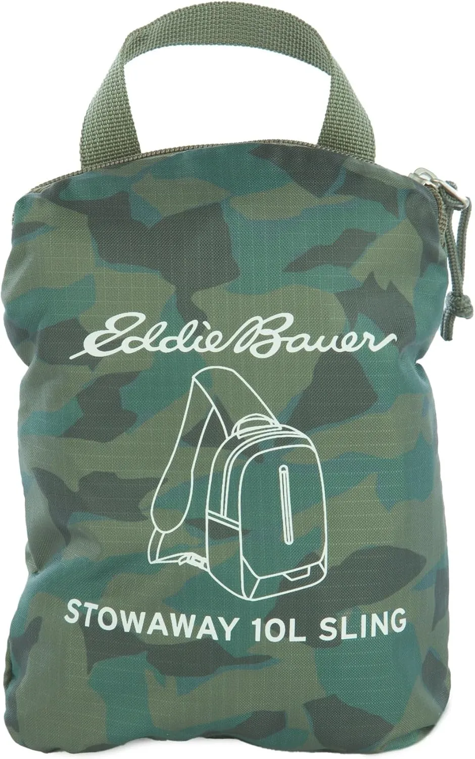 Eddie Bauer Stowaway Packable 10L Sling 3.0 Made from Polyester with Lightly Padded Shoulder Strap, Sprig Green