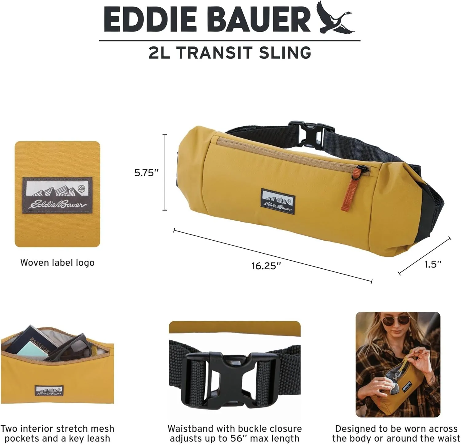 Eddie Bauer Transit Sling Bag with Adjustable Waistband