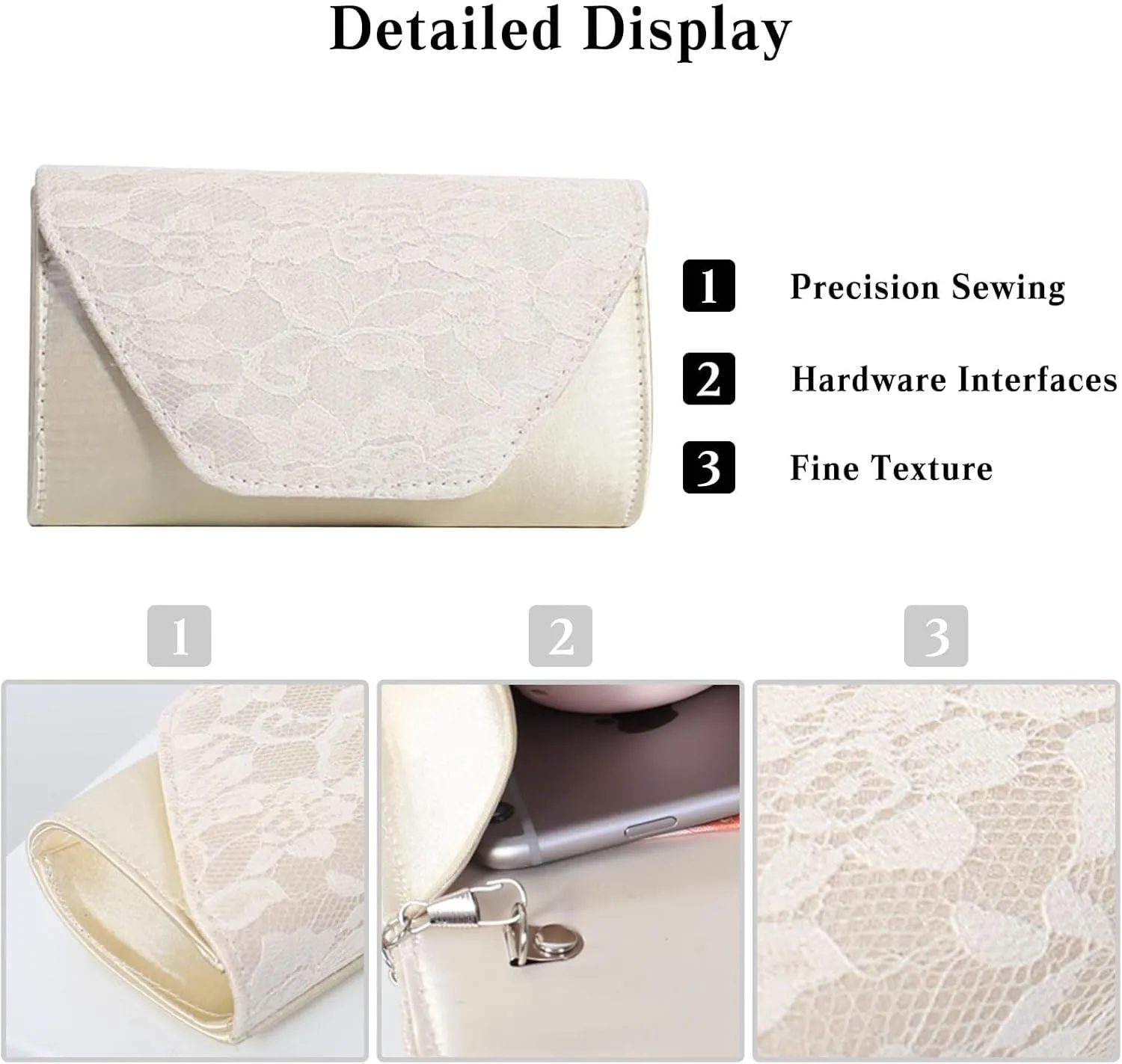 Elegant Handbag Shoulder Vintage Crossbody Women Lace Evening Floral Envelope Clutch Bridal Wedding Purse