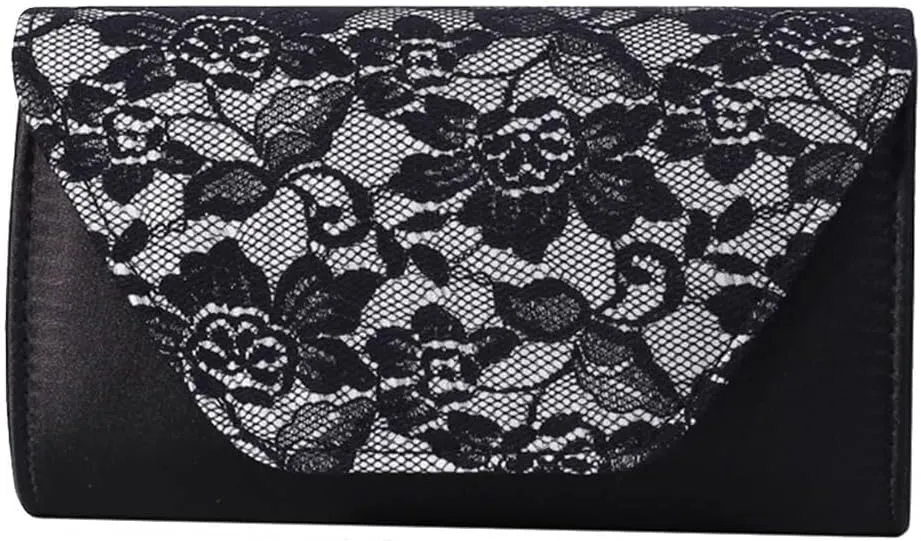 Elegant Handbag Shoulder Vintage Crossbody Women Lace Evening Floral Envelope Clutch Bridal Wedding Purse