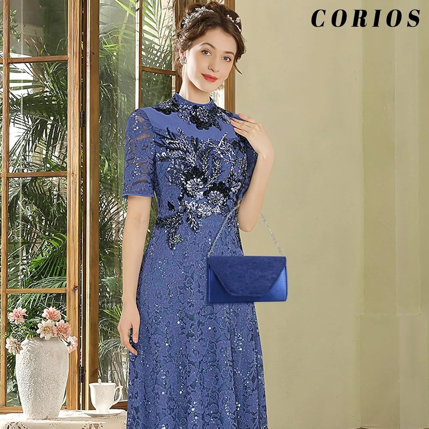 Elegant Handbag Shoulder Vintage Crossbody Women Lace Evening Floral Envelope Clutch Bridal Wedding Purse