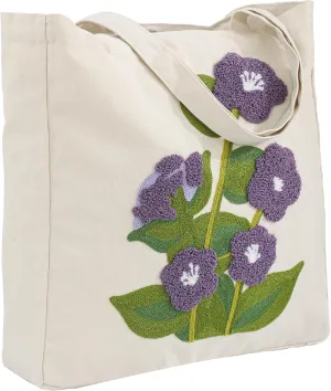 Embroidery Canvas Tote Bag for Women Reusable Cotton Shoulder Bag for Shopping Grocery Beach Book Gift Gym
