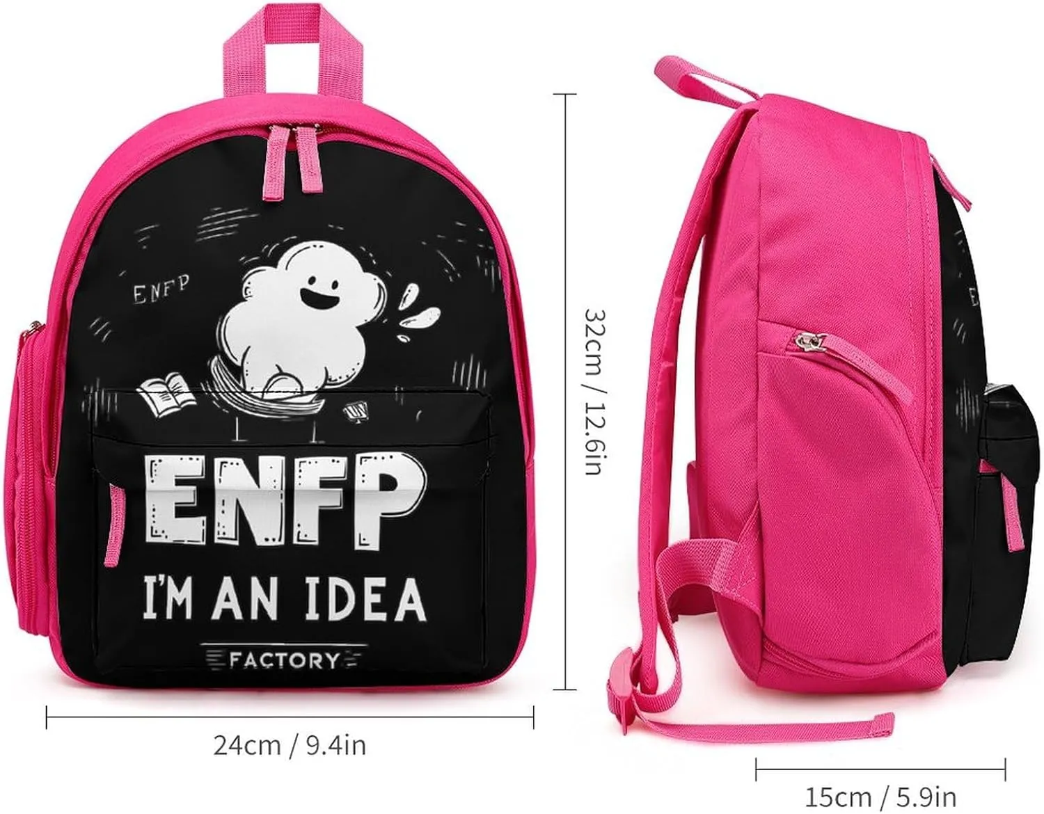 ENFP I'm An Idea Factory MBTI Cute Backpack Shoulders Bag Casual Daypacks Travel Back Pack for Camping Hiking Pink-style