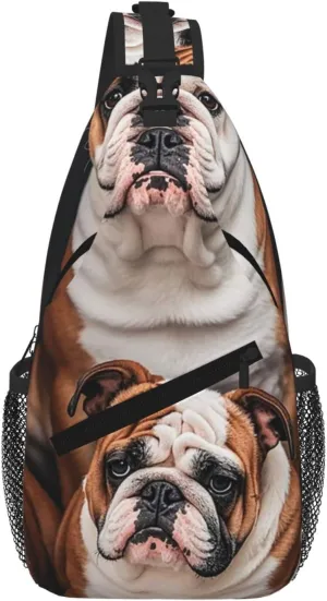 English Bulldogs Sling Bag For Women Men Travel Hiking Backpack Crossbody Shoulder Chest Bags Casual Daypack