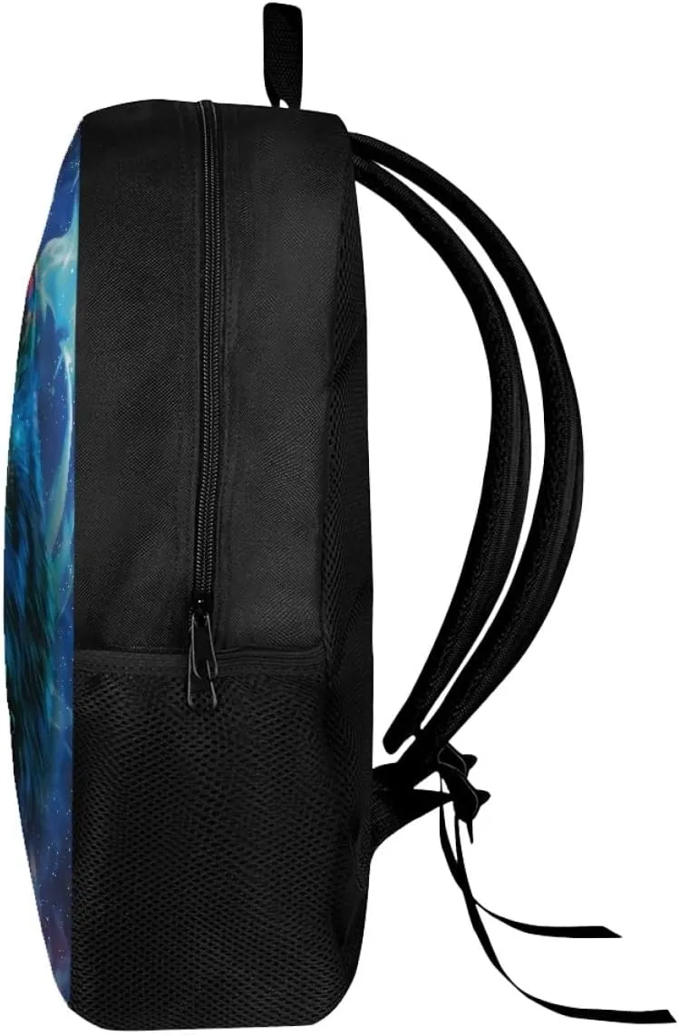 ENLACHIC Kids Cool 3D Ice And Fire Wolf Print Backpacks for School Travel Bookbag School Bag Laptop Backpack Casual Daypack