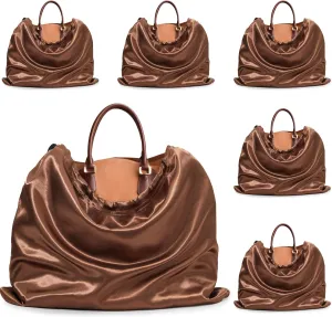 Ersmak 6 Pack Dust Bags for Handbags - Brown Silk Dust Cover Bag for Purses Shoes - Satin Drawstring Dustproof Bags for Travel Storage - 19.7 x 15.7 In