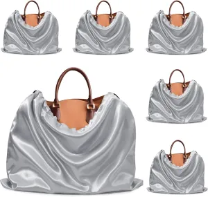 Ersmak 6 Pack Dust Bags for Handbags - Grey Silk Dust Cover Bag for Purses Shoes - Satin Drawstring Dustproof Bags for Travel Storage - 23.6 x 19.7 In