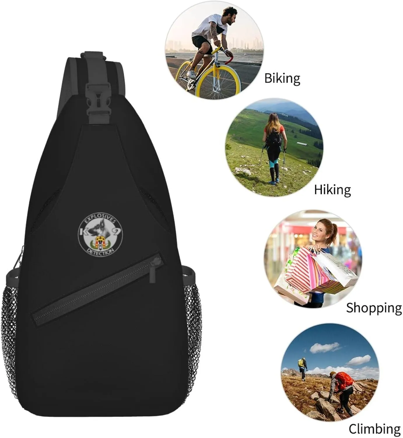 Explosives Detection K9 Sling Bag Crossbody Backpack Shoulder Casual Daypack Bag for Men Women