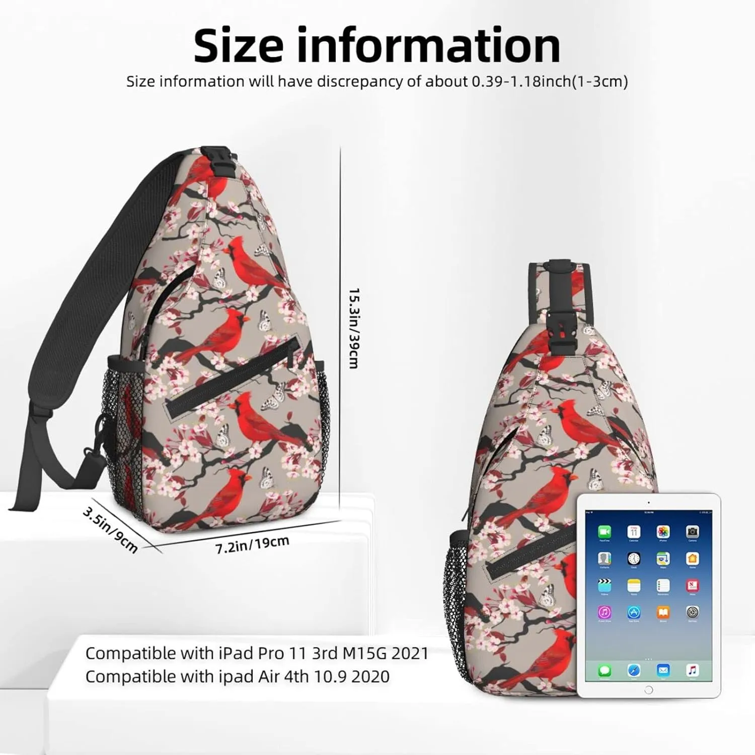 Famame Cardinal And Blooming Cherry Sling Backpack Chest Bag Crossbody Shoulder Bag Gym Cycling Travel Hiking Daypack For Men Women Multicolor 23