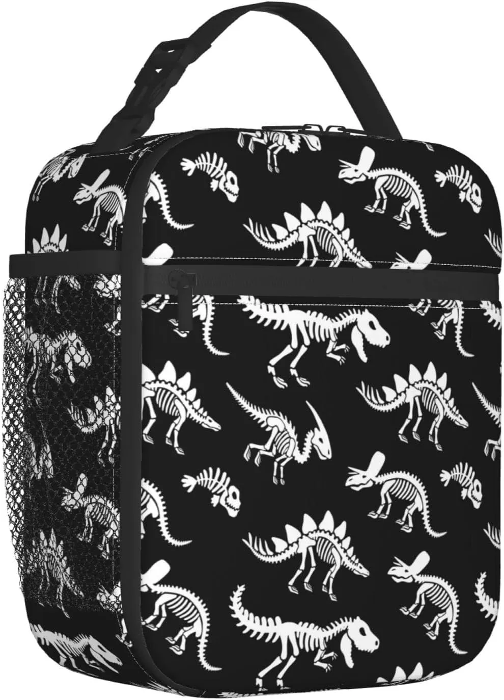 Fdnupian Skeleton Dinosaur Fossil Primitive Halloween Insulated Lunch Bag Portable Lunch Box Reusable Totes For Women Men