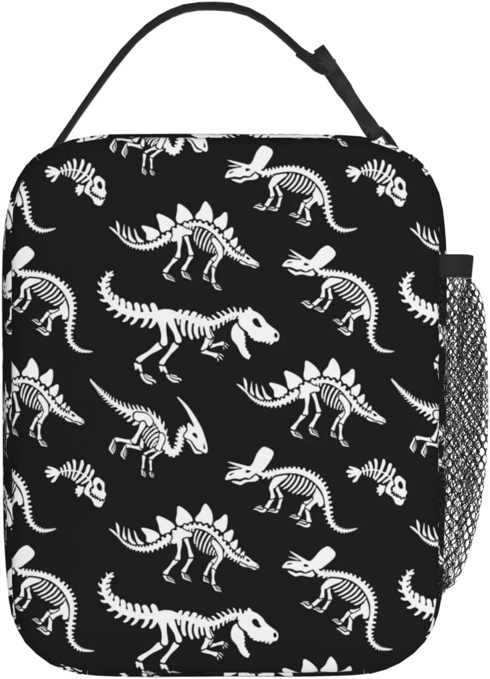 Fdnupian Skeleton Dinosaur Fossil Primitive Halloween Insulated Lunch Bag Portable Lunch Box Reusable Totes For Women Men