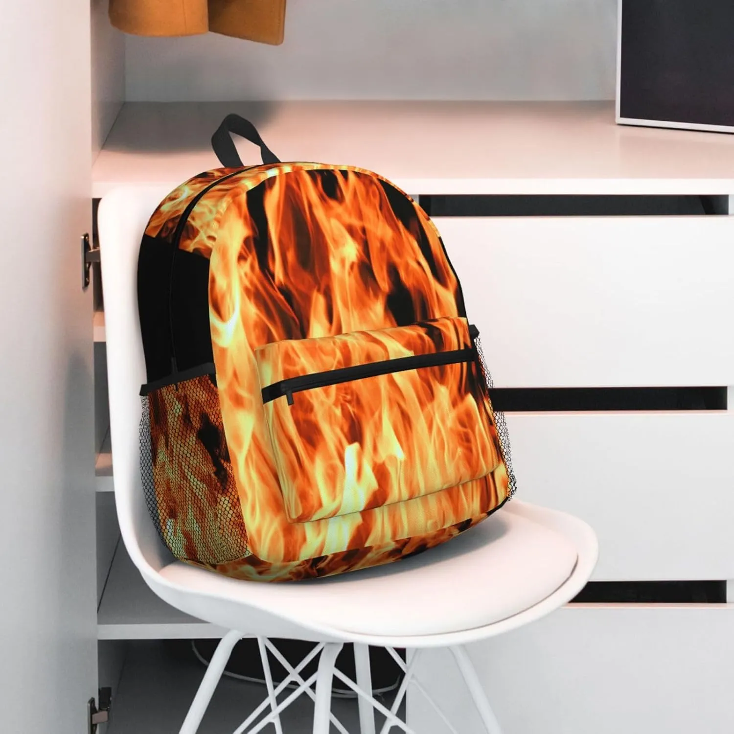 Fire Burning Campfire Backpack, Travel Laptop Backpack Computer Bag Rucksack for Men Women Business Work Fits 15.6 Inch Notebook
