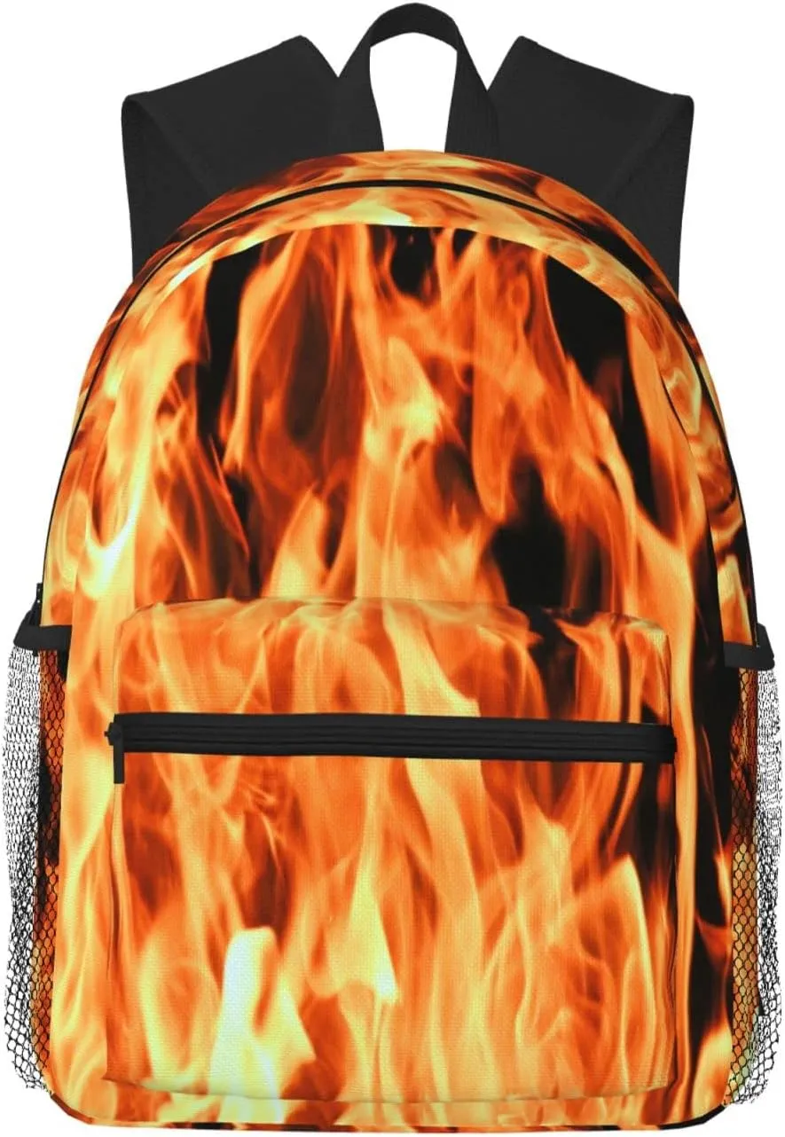 Fire Burning Campfire Backpack, Travel Laptop Backpack Computer Bag Rucksack for Men Women Business Work Fits 15.6 Inch Notebook
