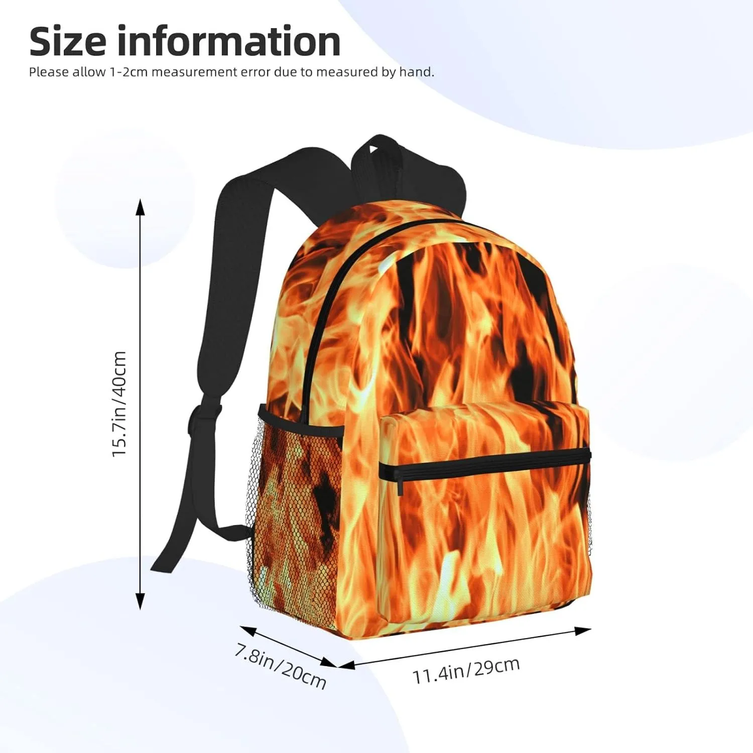 Fire Burning Campfire Backpack, Travel Laptop Backpack Computer Bag Rucksack for Men Women Business Work Fits 15.6 Inch Notebook