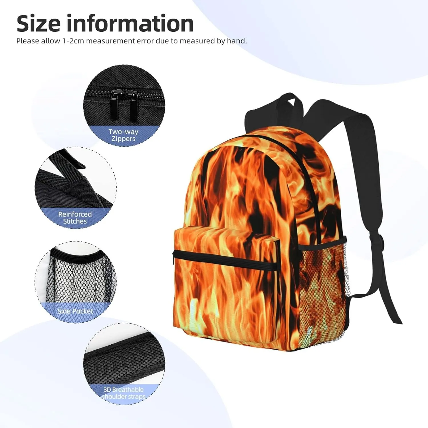 Fire Burning Campfire Backpack, Travel Laptop Backpack Computer Bag Rucksack for Men Women Business Work Fits 15.6 Inch Notebook