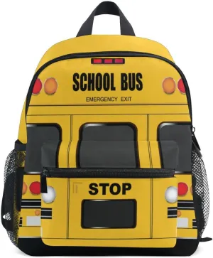 Fisyme Toddler Backpack School Bus School Bag Kids Backpacks for Kindergarten Preschool Nursery Girls Boys, S