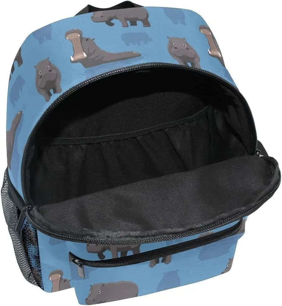 Fisyme Toddler Backpack Sea Hippo Horse School Bag Kids Backpacks for Kindergarten Preschool Nursery Girls Boys, M