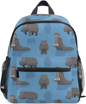 Fisyme Toddler Backpack Sea Hippo Horse School Bag Kids Backpacks for Kindergarten Preschool Nursery Girls Boys, M