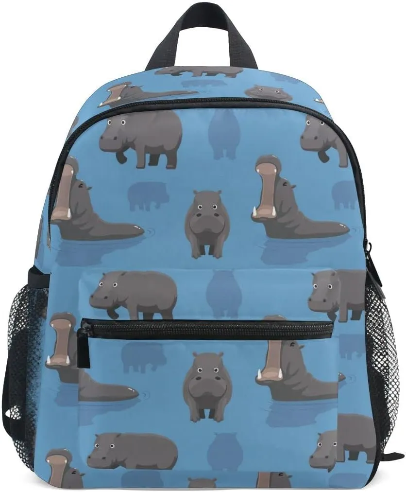 Fisyme Toddler Backpack Sea Hippo Horse School Bag Kids Backpacks for Kindergarten Preschool Nursery Girls Boys, M