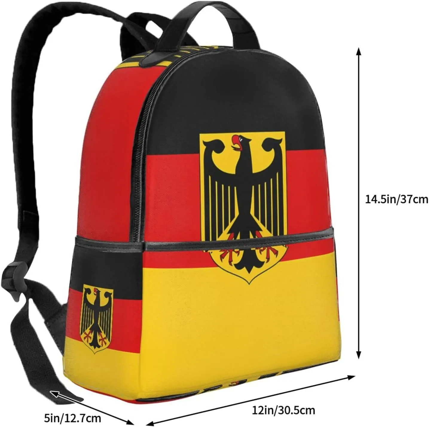 Flag German Coat of Arms Casual Backpacks Laptop Backpack Carry-on Daypack Sports Travel Rucksack Lightweight Working Bag for Outdoor Hiking Cycling Walking
