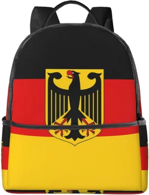 Flag German Coat of Arms Casual Backpacks Laptop Backpack Carry-on Daypack Sports Travel Rucksack Lightweight Working Bag for Outdoor Hiking Cycling Walking