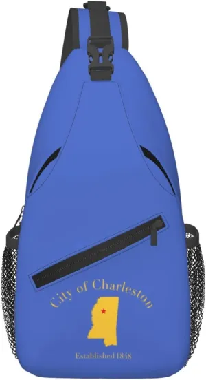Flag Of Charleston, Mississippi Crossbody Bags For Women Men Chest Backpack Gym Shoulder Bag Travel Outdoor Sports Casual Crossbody Bags