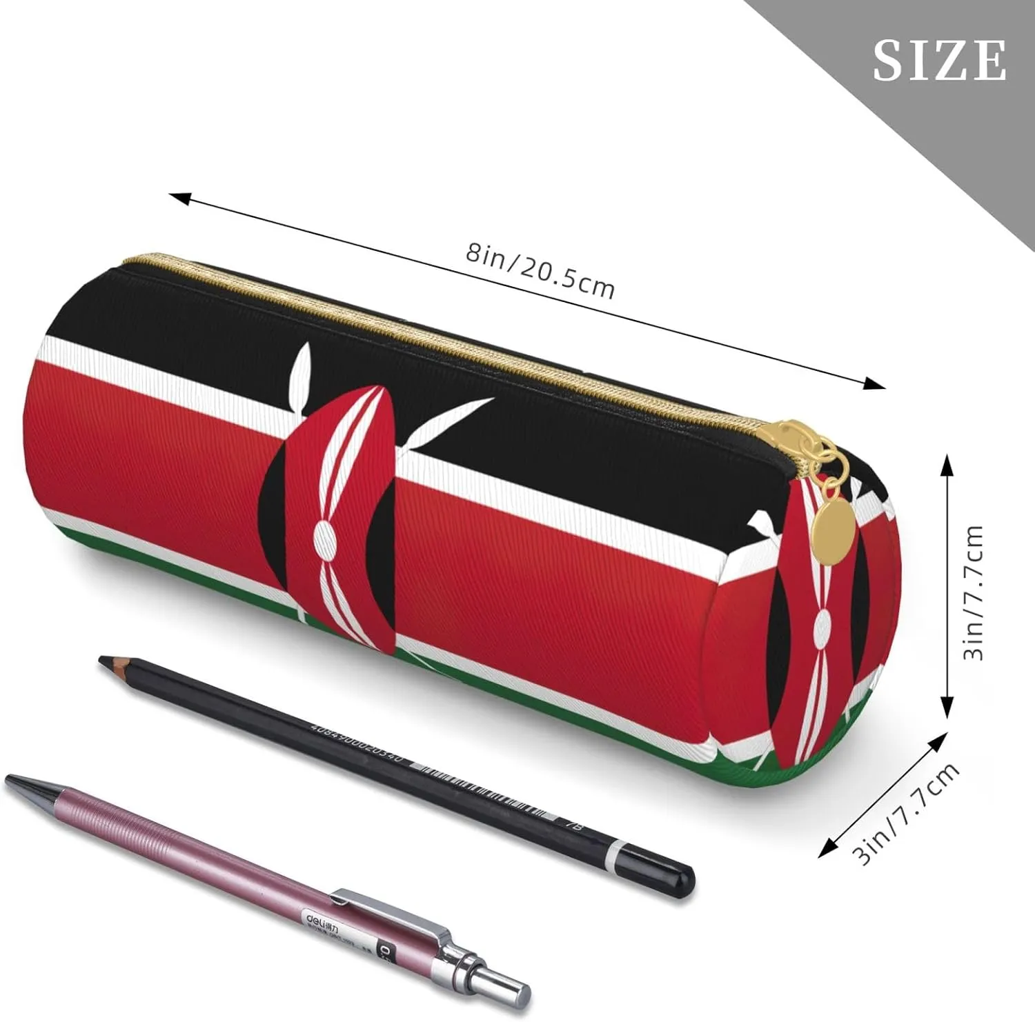 Flag Of Kenya Lightweight Pencil Case,Zippered Pen Pouch,Stationery Bag Zipper Pouches Pens Holder Organizer