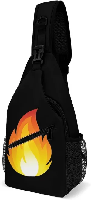 Flaming Fire Fashion Sling Bag Shoulder Chest Crossbody Bags Backpack Travel Hiking
