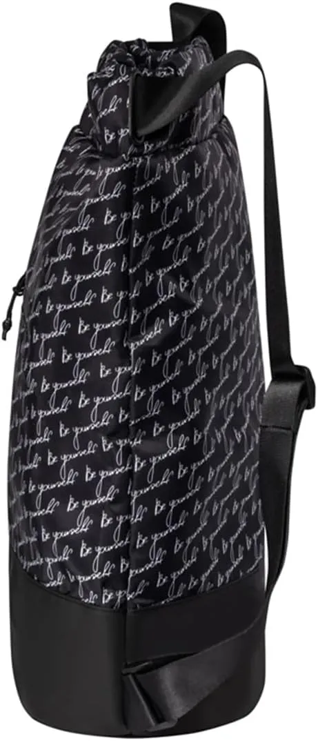 Flex Cinch Drawstring Gym Bag for Women with Graphic Designs | Durable Lightweight Gym Cinch Bags | Great for Gym Bag, Traveling, and Overnights | Black/White - Be Yourself
