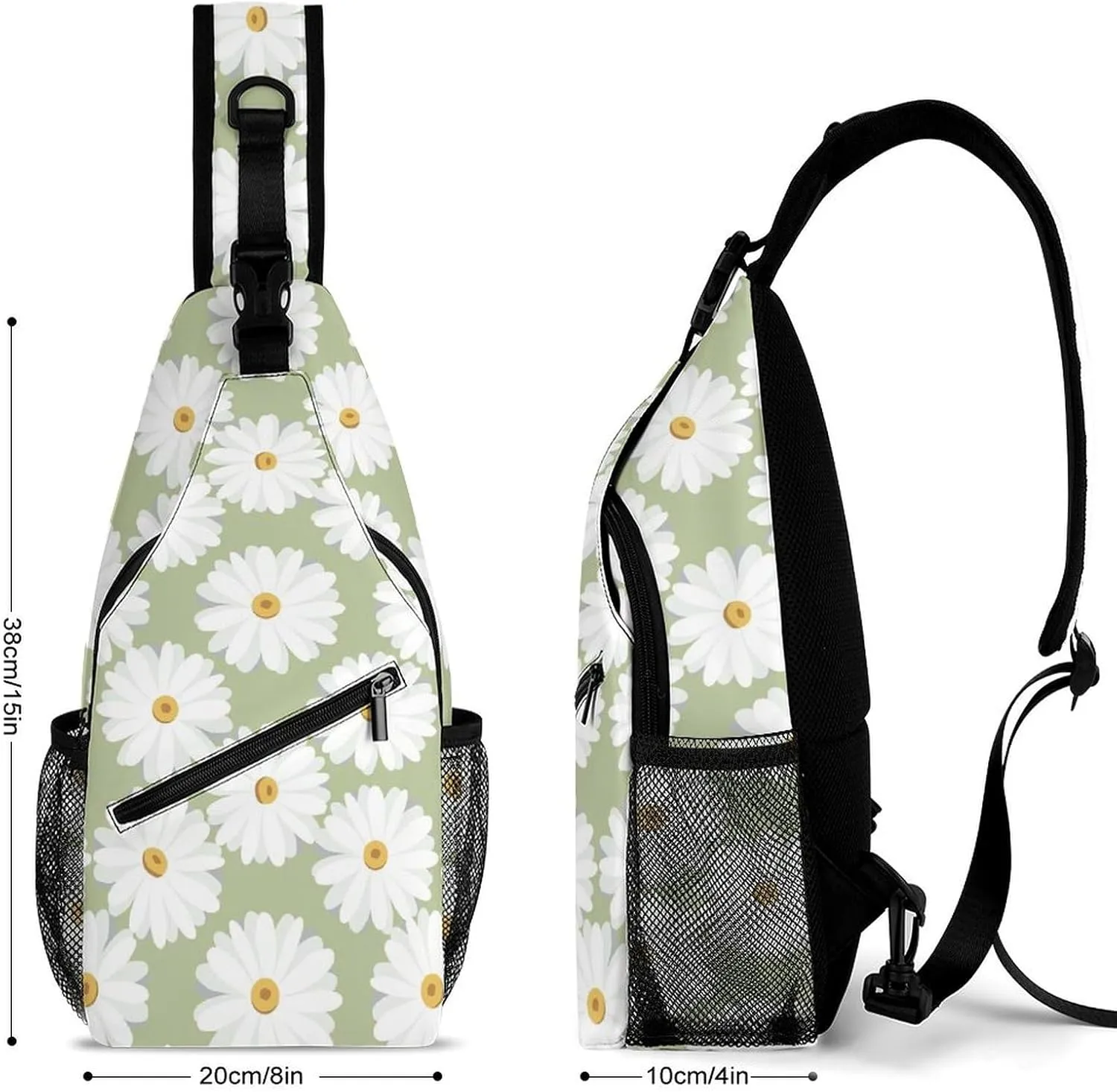 Floral-daisy-pattern Crossbody Backpack For Men Women, Chest Bag Shoulder Bag, Travel Daypack Sling Backpack