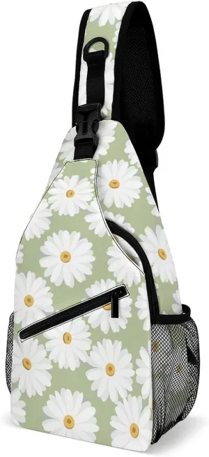 Floral-daisy-pattern Crossbody Backpack For Men Women, Chest Bag Shoulder Bag, Travel Daypack Sling Backpack