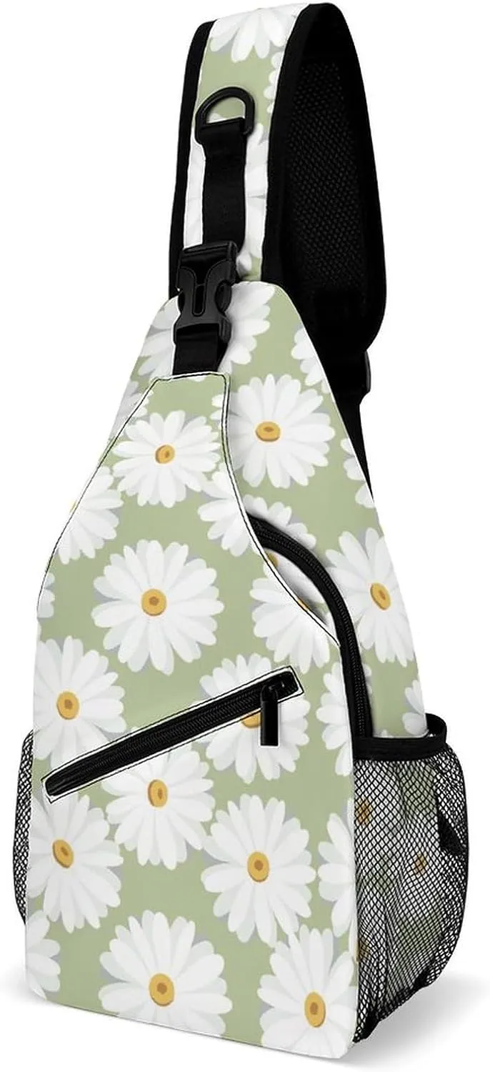 Floral-daisy-pattern Crossbody Backpack For Men Women, Chest Bag Shoulder Bag, Travel Daypack Sling Backpack