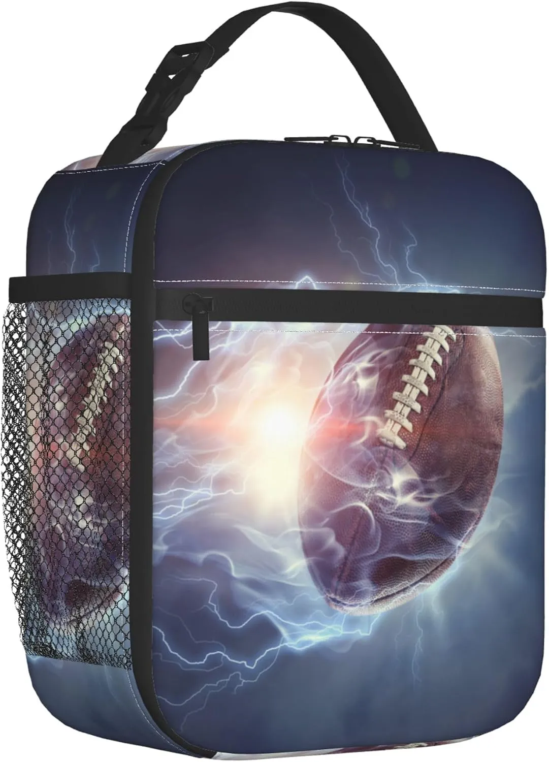 Football Lunch Box Insulated Thermal Reusable Lunch Bag Cooler Totes For Men Work Office Picnic Hiking